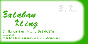 balaban kling business card